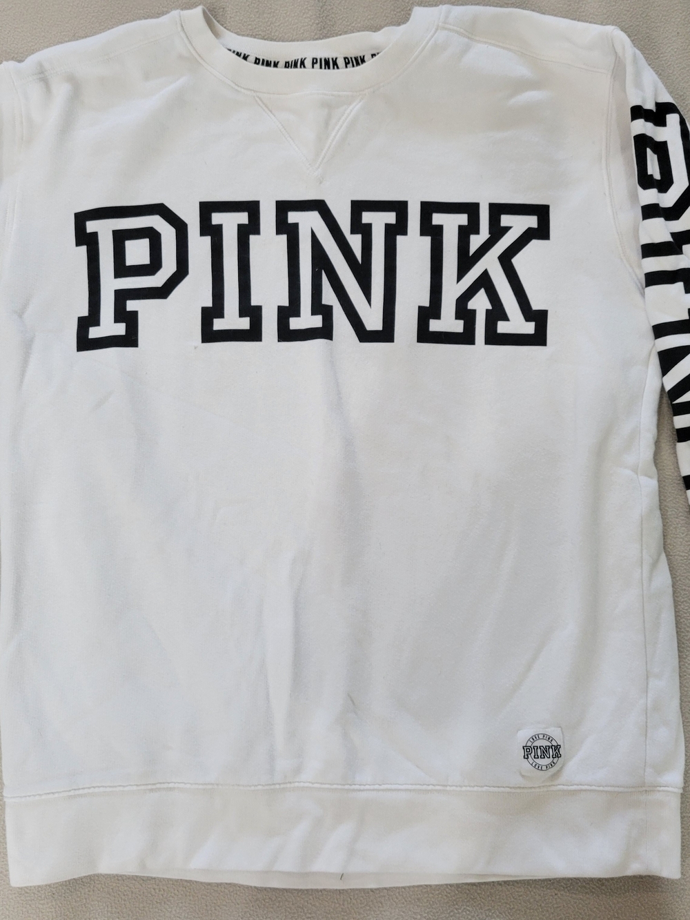 PINK Victoria's Secret White Logo Sweatshirt Size M